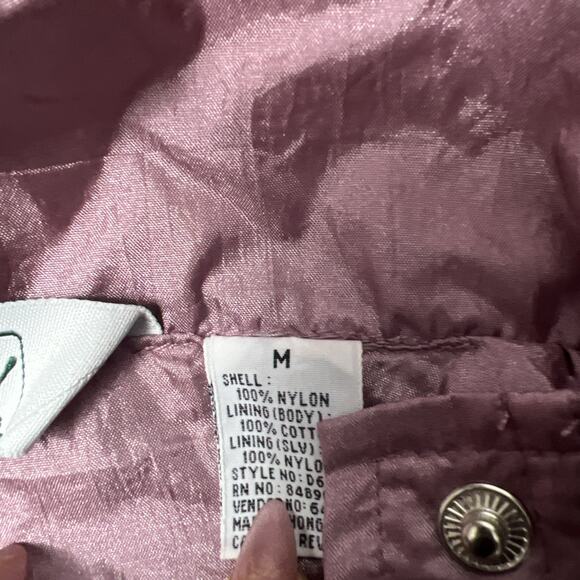 Vintage Haband Medium Crinkle Windbreaker Button Up Jacket Metallic Mauve - Picture 4 of 9